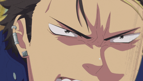 a close up of a man with his mouth open