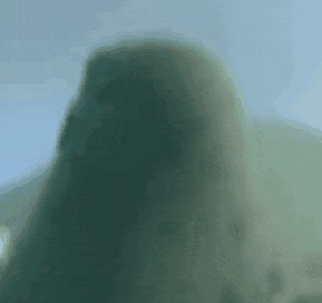 a blurry picture of a statue of a man with a beard looking up at the sky .