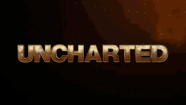 the word uncharted is on a black background