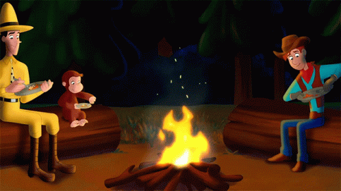 Campfire Curious George GIF - Campfire Curious George Curious George Go West Go Wild GIFs