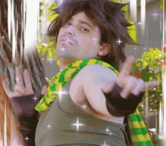 a man is wearing a green and yellow scarf and a green shirt