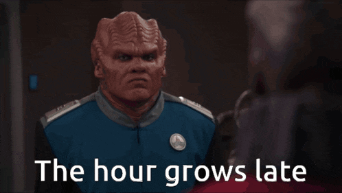 a picture of a man with the words " the hour grows late " below him