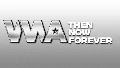a logo that says " then now forever " on a gray background