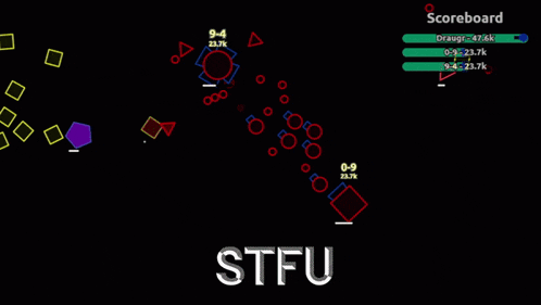 a video game with a scoreboard that says stfu on the bottom