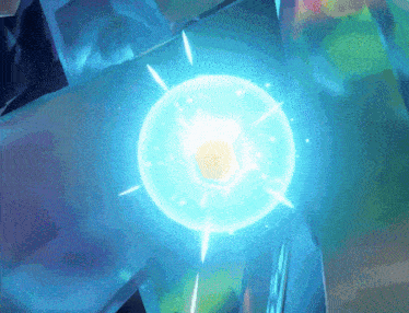 a glowing blue sphere with a yellow center