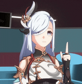 a girl with long white hair and a flower in her hair is giving a thumbs up