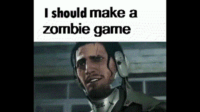 a man with a helmet on his head is talking about making a zombie game .