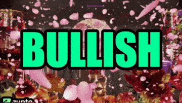 the word bullish is surrounded by pink petals