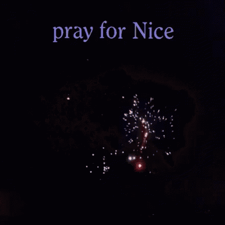 a picture of fireworks with the words pray for nice written on it