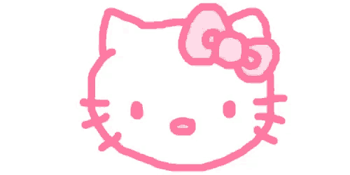 a drawing of hello kitty with a pink bow