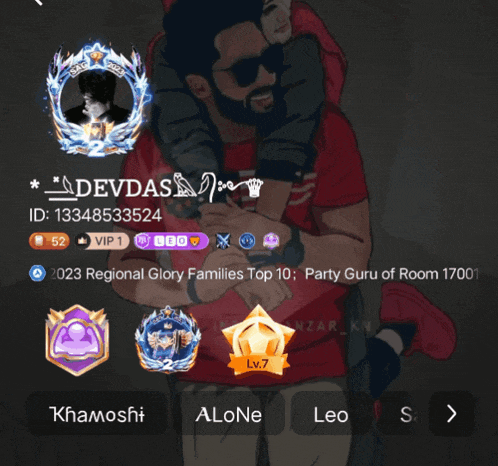 a screenshot of a person 's profile that says devdas id 1334853524