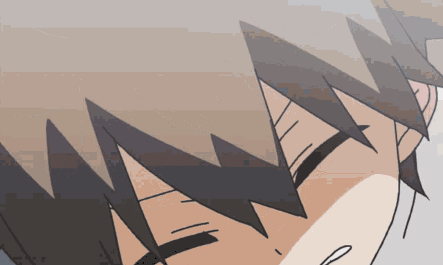 a close up of a person 's face with a lightning bolt on his head