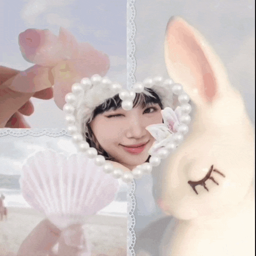 a woman wearing a fur hat and holding a flower