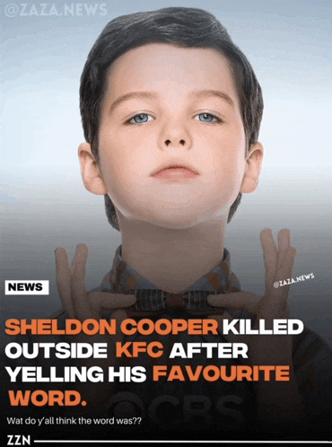 a news article about sheldon cooper killed outside kfc