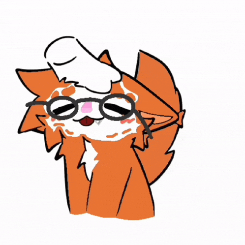 a cartoon drawing of a cat wearing glasses and a hat