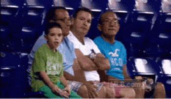 a group of people are sitting in a stadium watching a game