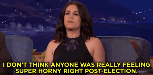 a woman is sitting on a couch and saying i don t think anyone was really