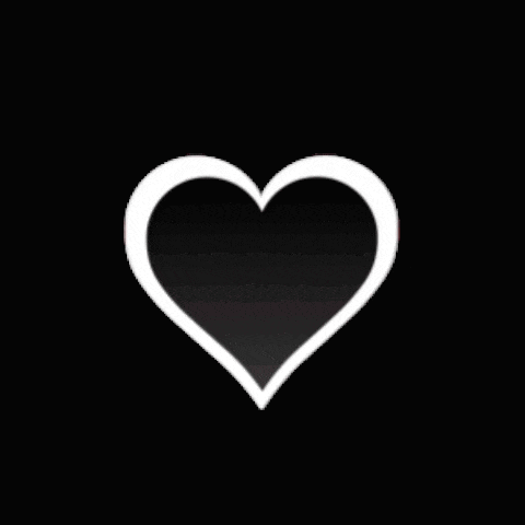 a white heart on a black background with a white border