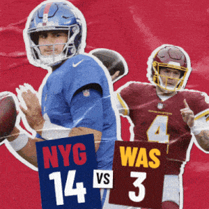 a collage of two football players with nyc 14 vs 3 signs
