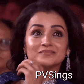 a close up of a woman 's face with the words pv sings written on the bottom .