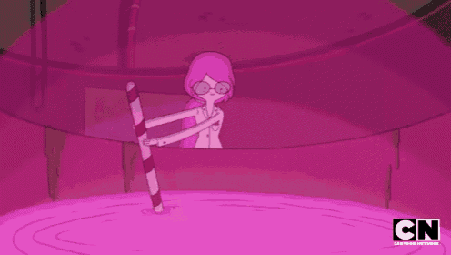 a cartoon character from cartoon network is holding a candy cane in her hand