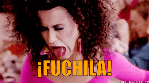 a woman with curly hair is sticking her tongue out and the words ifuchila are above her head