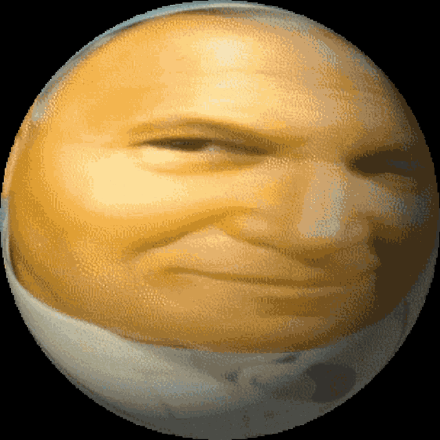 a pixelated image of a man 's face on a sphere