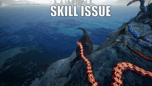 a screenshot of a video game with the words skill issue on the bottom