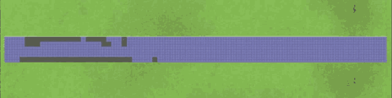 a computer generated image of a maze with purple squares on a green background