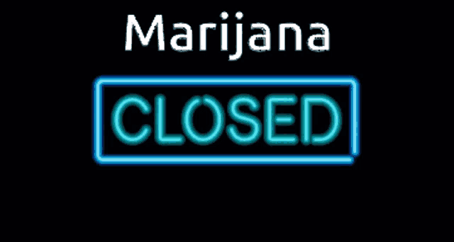 a neon sign says marijuana closed on a black background