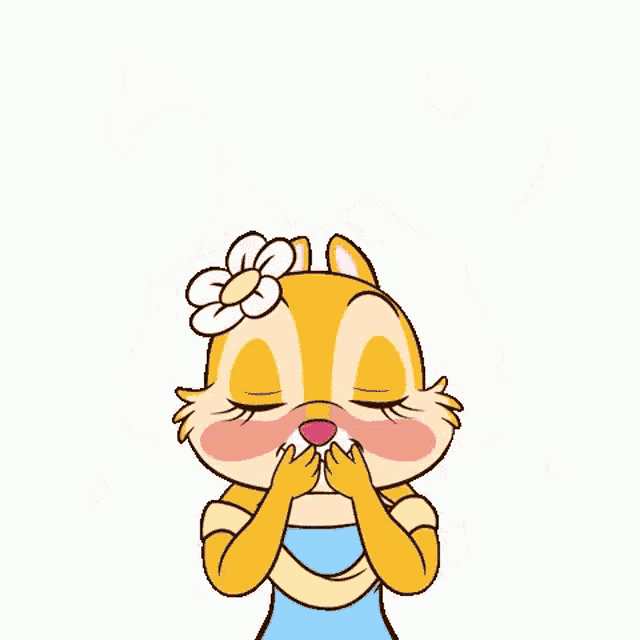 a cartoon chipmunk with hearts coming out of her eyes .