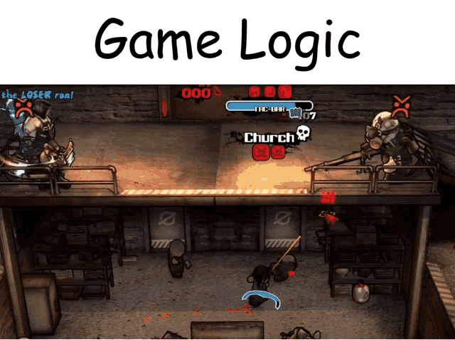 a screenshot of a game with the words game logic on the top