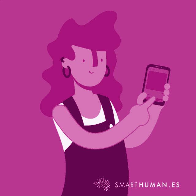a cartoon of a woman holding a cell phone with a hater detected speech bubble above her