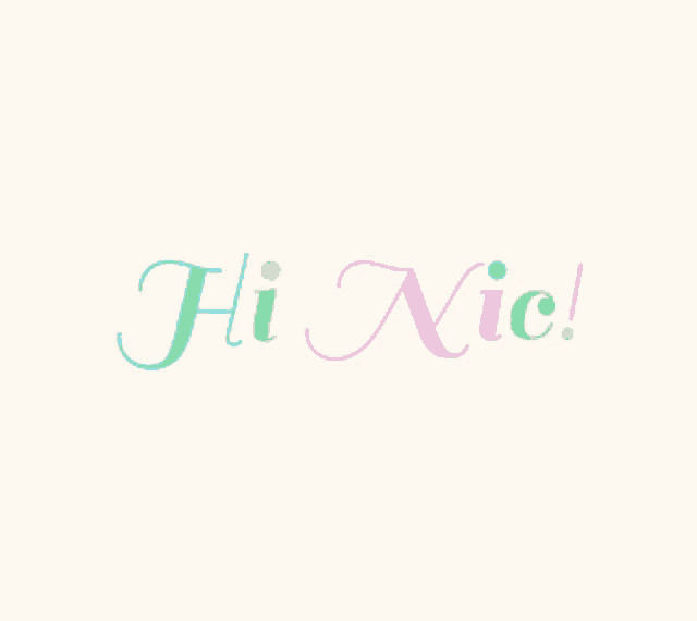 a white background with the word hi nic written on it