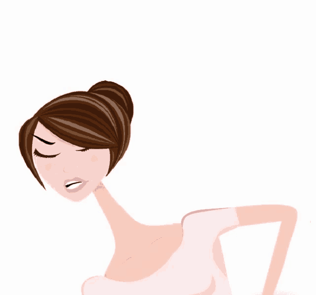 an illustration of a woman holding her head with a pink circle around her head