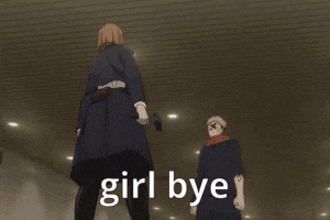 a picture of a girl with the words girl bye below her