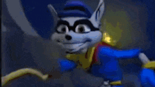 a cartoon character is flying through the air on a building .
