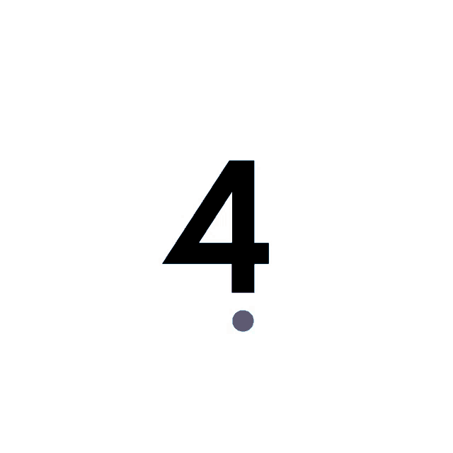 a black number four with a blue dot in the middle