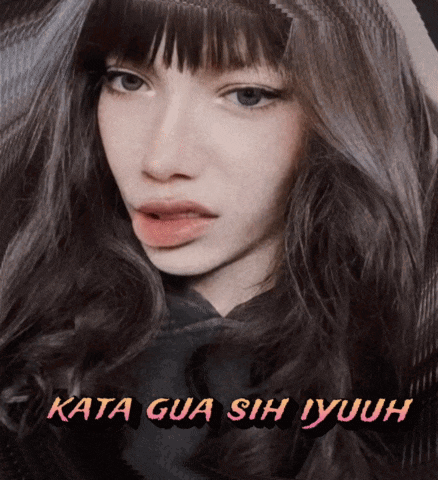 a picture of a woman with long hair and the words kata gua sih iyyuh on the bottom
