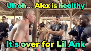 a group of men are boxing in a gym and the caption says alex is healthy