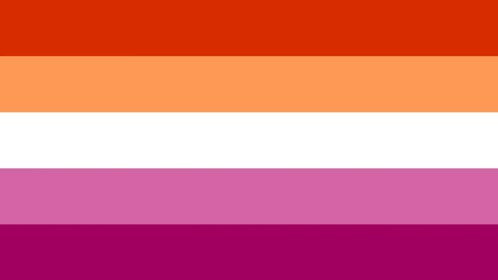 a lesbian flag with orange , white and purple stripes
