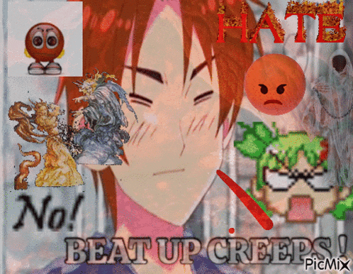 a picture of a boy with a thermometer in his mouth and the words beat up creeps on the bottom