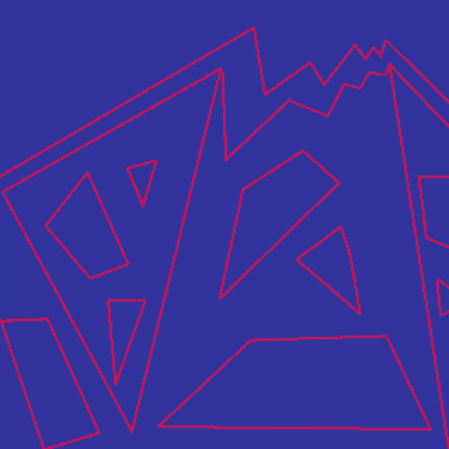 blue and green squares on a yellow background with an e in the middle