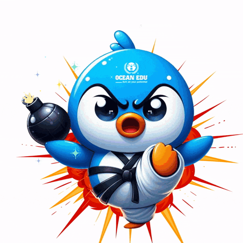 an illustration of a penguin with the word ocean edu on it