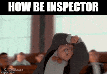 a man in a suit and bow tie with the words how be inspector below him