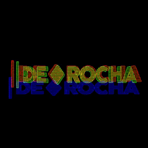 the word de rocha is displayed in rainbow colors