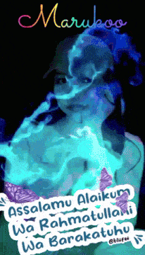 a picture of a woman with the word marukoo written on it