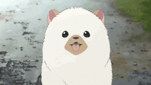 a cartoon dog with its tongue sticking out looks at the camera