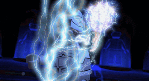 a drawing of a person with lightning coming out of their face