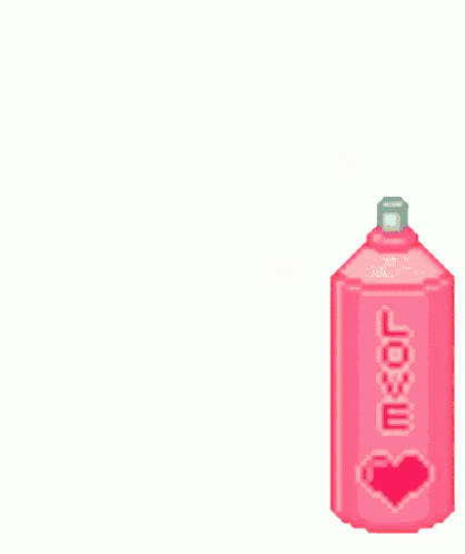 a pixel art of the word love coming out of a spray can